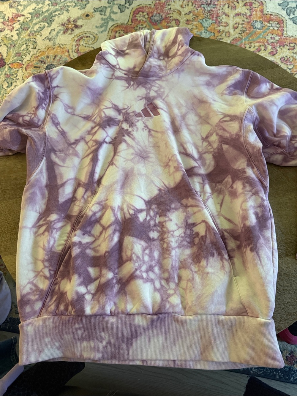 adidas Men's Purple and White Tie-Dye Crewneck Sweatshirt